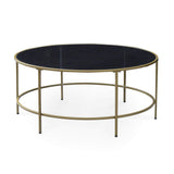 DecoInParis Table Basse en Verre Noir et métal THESSA