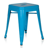 hjh OFFICE 645004 tabouret bistrot VANTAGGIO bleu clair métallique au look industriel et moderne, empilable