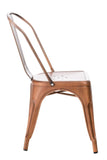 CLP Chaise Empilable en métal Belgrad - Chaise avec Dossier Haut Pieds avec Patins de Protection - Hauteur Assise 46 cm - Chaise de Cuisine Cuivre