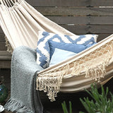 Ivoire blanc toile hamac brésilien double extra-large glands extérieur jardin Camping portable crème naturelle