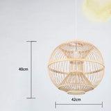 RENYAFEI Style Pastoral Rotin Lustre Osier Rotin Suspension Sphérique Lampe en Osier Naturel pour Chambre Balcon Salon De Thé E27 (sans Source De Lumière) 40 * 42Cm
