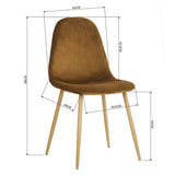 Yata Home Lot de 4 Chaises 44x44x87cm Marron Anthracite Tendance Scandinave Velours Pied Métal Look Bois Salle à Manger Salon Bureau Chambre