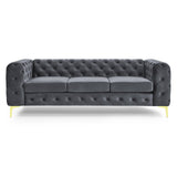 Mobilier-Deco Darcy - Canapé Chesterfield 3 Places en Velours Gris