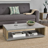 [en.casa] Table Basse Moderne Plateau MDF Robuste Rectangulaire Acier Béton Bois 110cm x 60cm x 30cm