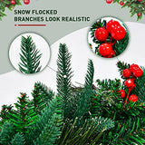 wucgea 2.7m Guirlande Sapin Noël – Extérieures Guirlande Sapin Artificiel avec lumières et Pommes de pin Boules de Noel pour décorer Manteau de cheminée Porte fenêtre escaliers Garde-Corps