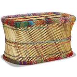 Tidyard Table Basse de Salon | Table d'appoint | Table Basse Bambou avec Tissés Chindi Multicolore 78 x 50 x 45 cm