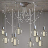 Moderne nordique rétro Edison ampoule lustre Vintage grenier antique réglable bricolage E27 Art araignée plafonnier (Blanc, 14 lumières)