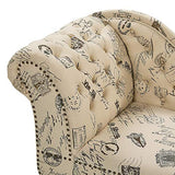 Beliani Chaise Longue Côté Gauche Méridienne en Tissu Imprimé Beige Style Elégant Nimes