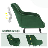 WOLTU Chaise Salle à Manger, Fauteuil Salon, Chaise Scandinave, Chaise de Cuisine en Velours, Assis Rembourré avec Accoudoirs et Dossier, Pieds en Métal, Vert Foncé, BH352dgn-1