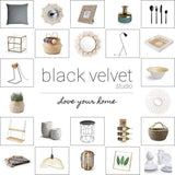 Black Velvet Studio Miroir Mural Mirror Round Mural décoratif, métal, rotin Naturel, Style Ethnique, Nordique, pour Salle de Bain ou Hall d'entrée, Coleur d'or, 26x30x1 cm.