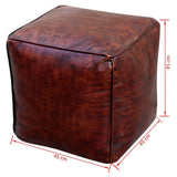 VidaXL 243426 Pouf en Cuir véritable pour Pouf 45 x 45 x 45 cm Taille Unique