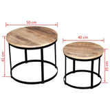 Festnight Lot de 2 Table Basse gigognes Bois Massif Rond Design et Modernes