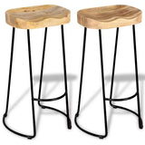 vidaXL 2X Bois de Manguier Massif Tabouret de Bar Gavin Meuble de Bistrot