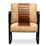Festnight Fauteuil de Salon en Cuir Véritable et Toile Marron Style Industriel