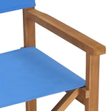 vidaXL Chaise de Metteur en Scène Chaise de Camping Chaise d'Extérieur Chaise de Jardin Chaise de Directeur Plage Bleu Bois de Teck Solide