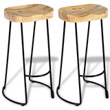 vidaXL 2X Bois de Manguier Massif Tabouret de Bar Gavin Meuble de Bistrot