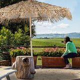 Relaxdays Hawaï Parasol de Plage en Bois et Feuille de Palmier résistant aux intempéries Naturel 250 x 260 cm