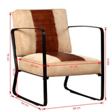 Festnight Fauteuil de Salon en Cuir Véritable et Toile Marron Style Industriel