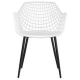 IDIMEX Lot de 4 chaises Lucia pour Salle à Manger ou Cuisine au Design Retro avec accoudoirs, Coque en Plastique Blanc et 4 Pieds en métal laqué Noir