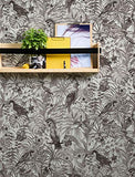 Papier peint perroquet noir & blanc 372105 | Papier peint noir et blanc 37210-5 | Papier peint jungle intissé vinyle | Papier peint salon & chambre