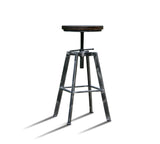 Tabouret de Bar Réglable YAKO 2 Design Luxe Loft Vintage Industriel Gris Brossé Métal & Bois