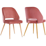 SONGMICS Lot de 2 Chaises de Salle à Manger, Chaise de Loisirs Moderne en Velours, Rose LDC81PK