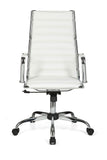 FineBuy chaise de bureau fauteuil de direction pivotant avec accoudoirs | chaise tournante avec appui-tête | Blanc- cuir synthétique - réglable en hauteur - dossier ergonomique - Capacité de charge 110 kg