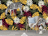 Personnalisé Papier Peint Panoramique intissé Zèbre Animal Plante Fleur 3D Papiers Peints Décoration Chambre Salon Tv Fond D'Écran Murales Tapisserie