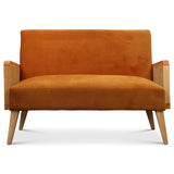 Déco en Ligne - Petit canapé Velours Orange cannage
