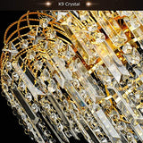 Ridgeyard Lustre en Cristal 3 Lumineux Chaîne Réglable Moderne Style Goutte de Cristal K5 Eclairage LED de Plafonnier Plafond pour chambre salon couloir,7 Niveaux, Or