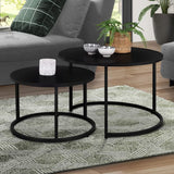 IDMarket - Lot de 2 Tables Basses gigognes Davis Rondes 54/70 en métal Noir Mat Design Industriel