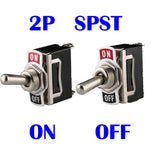 Gebildet Interrupteur à Bascule AC125V 10A / AC250V 6A, SPST Métal Interrupteur à Levier, on/Off 2 Positions 2 Broches, pour Voiture Tableau de Bord Lumière (Pack de 6, Noir)