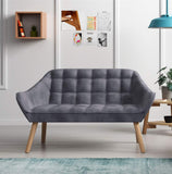 Zons OSLO Canapé en suédine gris, Bois, Anthracite, 1