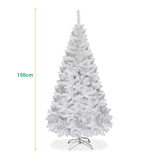 COSTWAY Sapin de Noël Arbre de Noël Artificiel pour Décoration de Noël Matériau PVC avec Pied en Métal 150cm-240cm Blanc (1.5M)