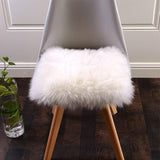 QINGLOU Peau de Mouton synthétique,Cozy Sensation comme véritable Laine Tapis en Fourrure synthétique, Fluffy Soft Longhair Décoratif Coussin de Chaise Canapé Natte (Blanc（Carré）, 45 x 45cm)