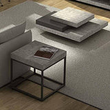 Petra, Table d'appoint ou Table Basse : Le béton et l'acier, sans Le béton - Designer : INÊS MARTINHO - 120 x 75 x 35 cm - Aspect béton Mat, Lisse au Toucher, piétement métal Noir