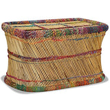 Tidyard Table Basse de Salon | Table d'appoint | Table Basse Bambou avec Tissés Chindi Multicolore 78 x 50 x 45 cm