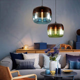 Moderne Nordique Art Déco Suspension Colorée en Verre Suspension Lampe Luminaires Led Clair Lanterne de Suspension en Plafond de Verre Pour Cuisine Restaurant Salon Chambre E27 / E26, D-B, vert