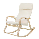 SONGMICS Fauteuil à Bascule en Bois de Bouleau, Chaise berçante, avec Oreiller, Housse en Coton, Capacité de Charge 120 kg, Beige LYY30M