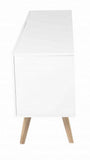 ACTUAL DIFFUSION Buffet Blanc 2 Portes 2 Tiroirs 4 Pieds Chêne Vintage, 40x160x70 cm