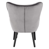 WOLTU SKS22dgr Fauteuil de détente Fauteuil Relaxant en Velours et Bois Massif Fauteuil TV avec Tabouret Repose-Pieds,Gris Foncé