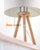 Tomons Lampe de Chevet en Bois à Trépied, Abat-jour Classique en tissu, Parfait pour Chambre, Salon, Salle d'étude, et Bureau, Hauteur de 39 cm/15,35", Ampoule LED 4W Fournie - Blanc
