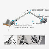 APPLIQUE MURALE INTERIEUR-JBZP ÉOlienne Industrielle Nordique Lampe De Salon Salon Chambre Chevet éTude Pivotante Pliante RéTro Lecture CréAtive Suspension Lampe Murale