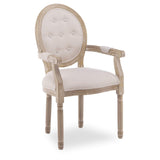 INTENSEDECO Fauteuil médaillon capitonné Louis XVI Tissu Beige