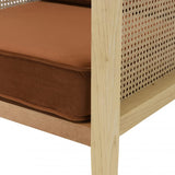 MACABANE ALBANE - Fauteuil cannage Assise Amovible Velours Orange
