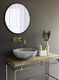 Elegance by Casa Chic - Grand Miroir Mural en métal - 58,5 cm Rond - Métal galvanisé - Noir
