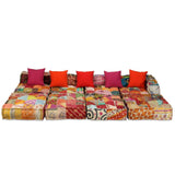 vidaXL Canapé-lit Modulable à 4 places Tissu Patchwork Canapé Convertible