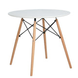 H.J WeDoo Ronde Table de Salle à Manger Scandinave Design Blanc avec Eiffel Jambes en hêtre 80 cm