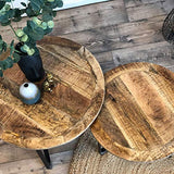 Luca Lot de 2 tables basses rondes en bois de manguier