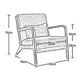 Canapé Chaise en Bois Massif Chaise Longue Soutien Lombaire Ventiler Coussin Tissu Convient pour Chambre Salon Salle d'étude,Blanc